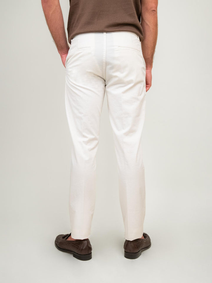PANTALONE IN MISTO LINO E COTONE COLOR BURRO