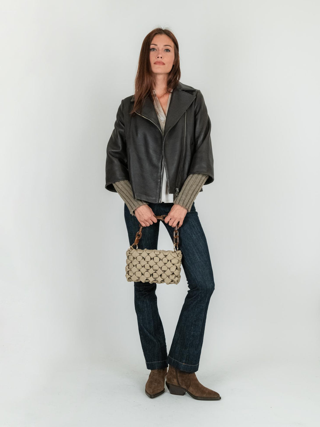 GIACCA IN PELLE GEMINI CON MANICHE IN MAGLIA GEMINI 06 JACK LEATHER 
