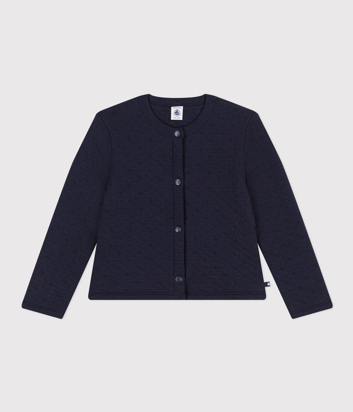 CARDIGAN IN TUBIQUE TRAPUNTATO BAMBINA A08DH 01 PETIT BATEAU 