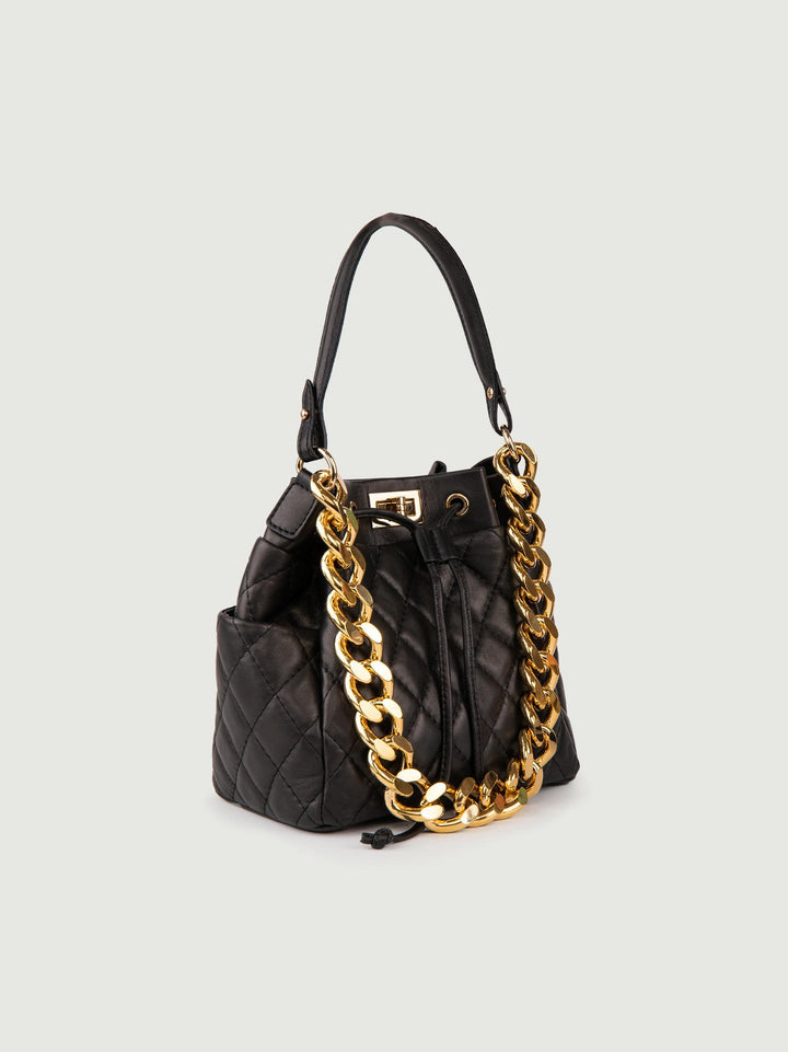 SECCHIELLO IN PELLE TRAPUNTATA MINI BUCKET MINI BUCKET NERO BIMOR 