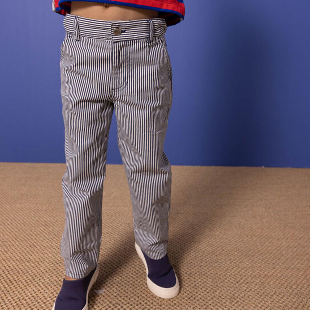 Pantalone bambino in tela di cotone a righe A06K3 01 PETIT BATEAU 