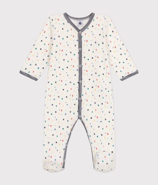 Pigiama bianco con stampa multicolor in velluto A0BL2 02 PETIT BATEAU 