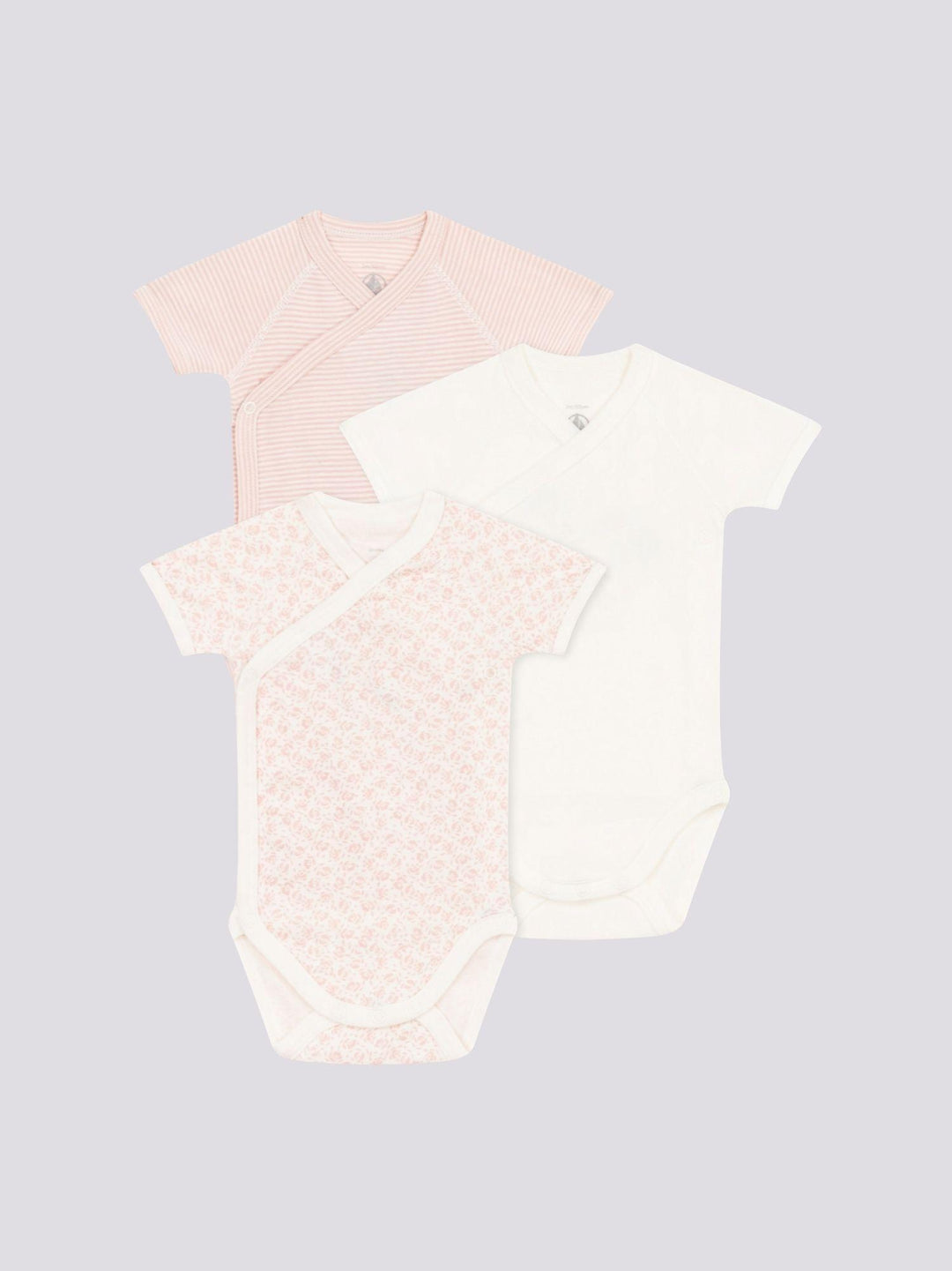 CONFEZIONE DA 3 BODY INCROCIATI IN COTONE BEBÈ A09UJ 98 PETIT BATEAU 