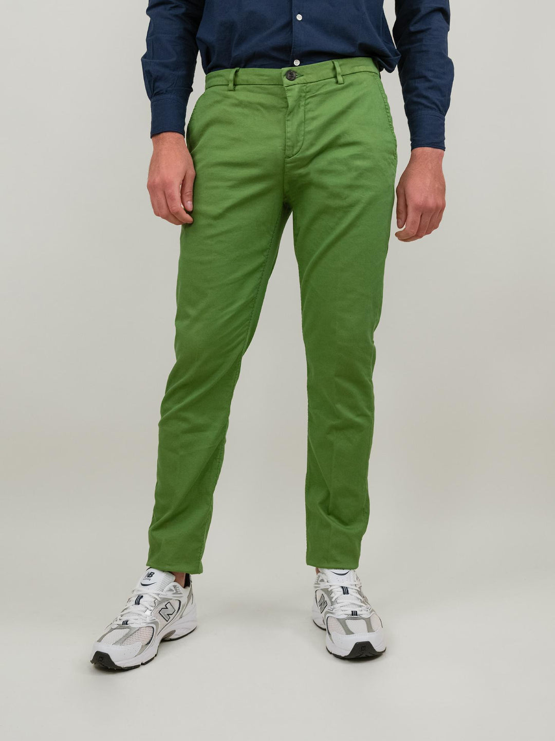 Pantalone in cotone verde con tasche a filo T568/STR 630 NOLAB 