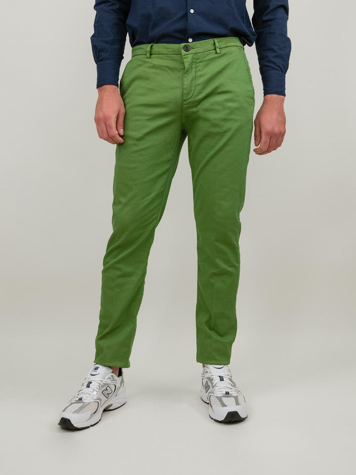 Pantalone in cotone verde con tasche a filo T568/STR 630 NOLAB 