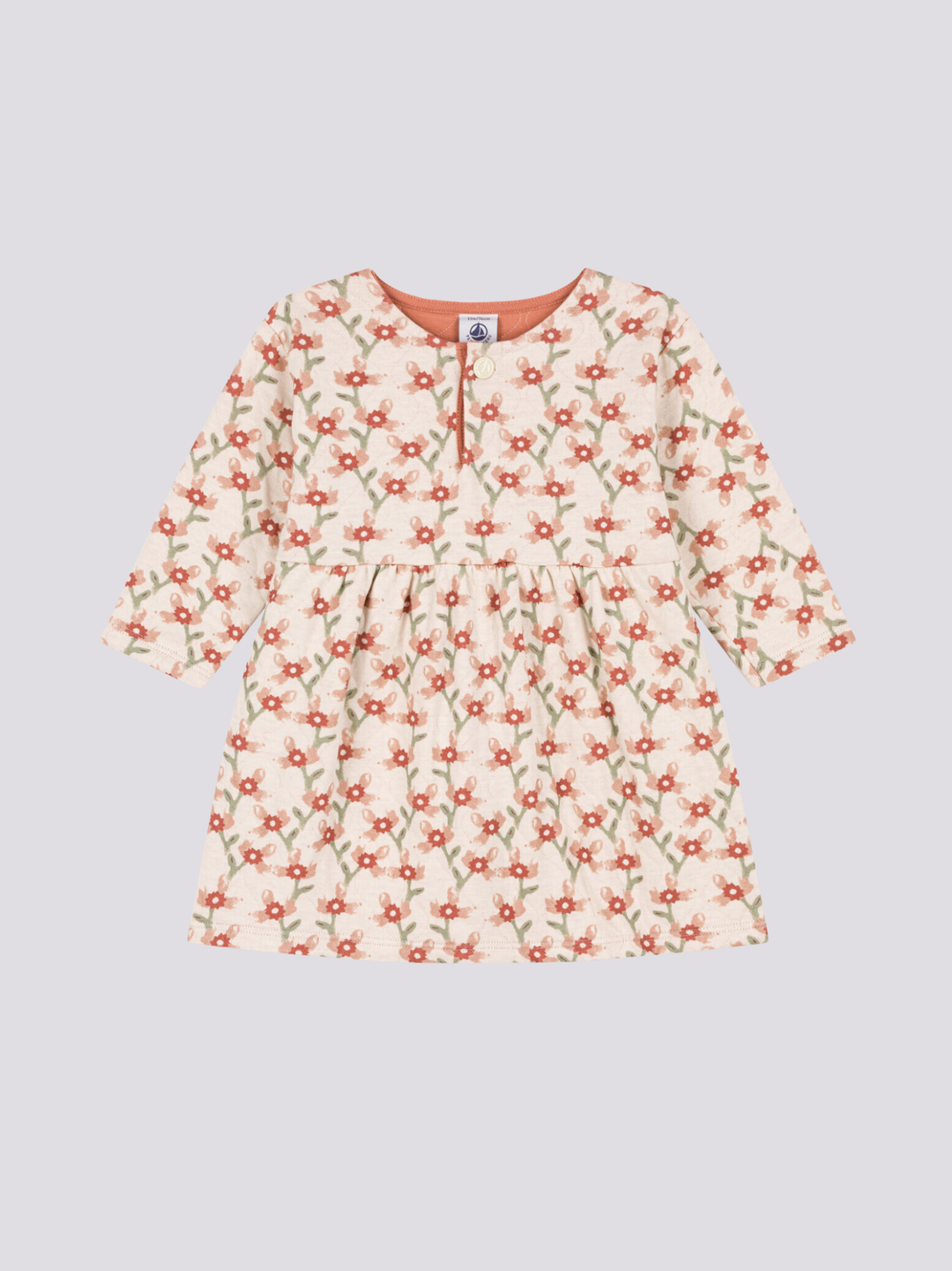 ABITO A MANICHE LUNGHE IN TUBIQUE TRAPUNTATO CON STAMPA PER BEBÈ A08SQ 01 PETIT BATEAU 