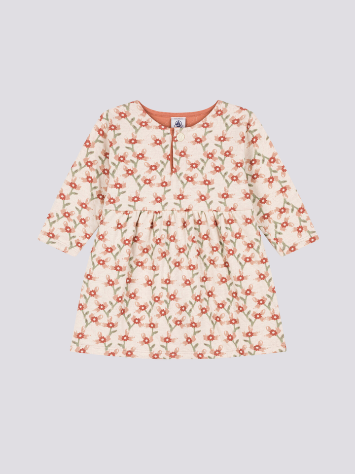 ABITO A MANICHE LUNGHE IN TUBIQUE TRAPUNTATO CON STAMPA PER BEBÈ A08SQ 01 PETIT BATEAU 