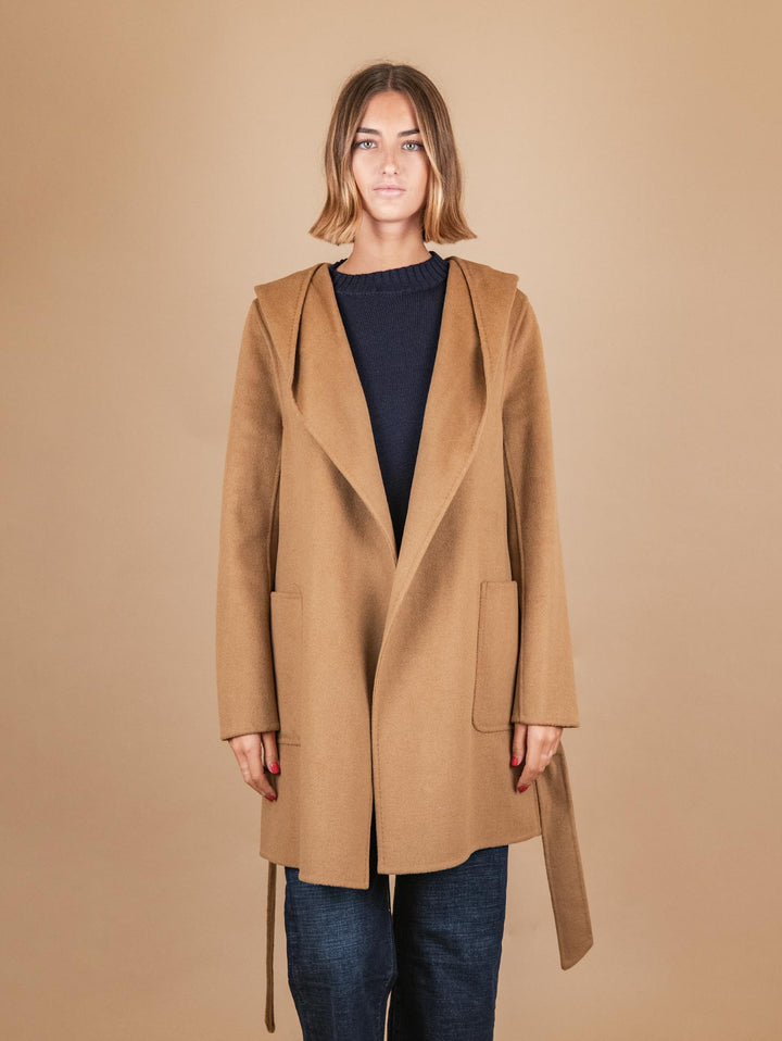 CAPPOTTINO CON CAPPUCCIO IN MISTO LANA CAMMELLO 864D CAMMELLO ANDREA MORANDO 