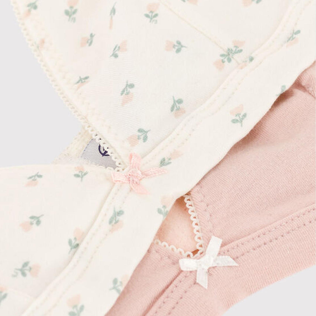 Confezione di 2 reggiseni ragazza in cotone ed elastam a fiori A079L 00 PETIT BATEAU 