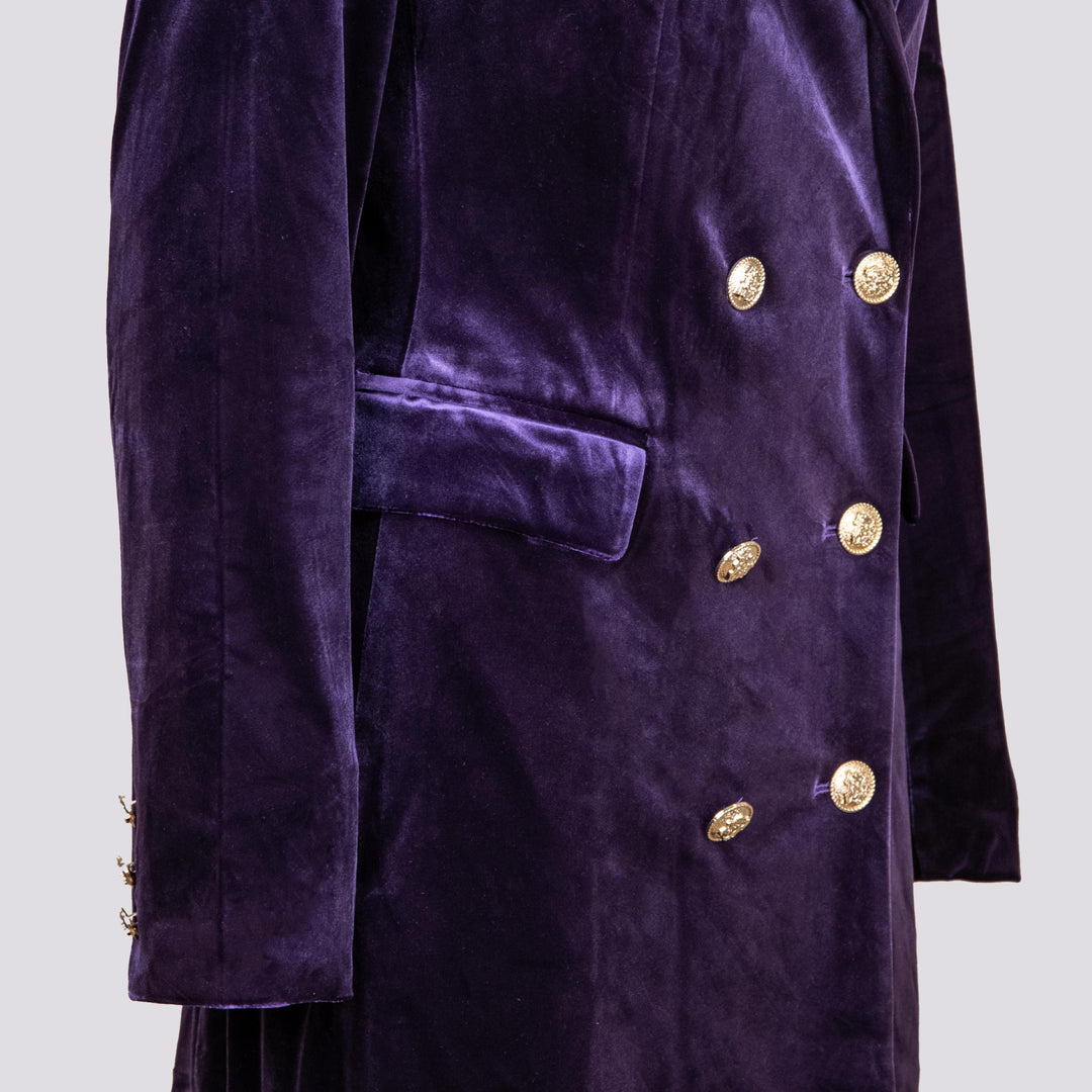 Cappottino doppiopetto in velluto viola V2020 VIOLA ANDREA MORANDO 