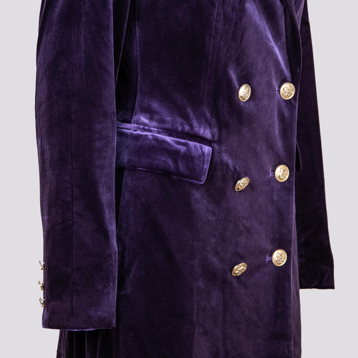Cappottino doppiopetto in velluto viola V2020 VIOLA ANDREA MORANDO 