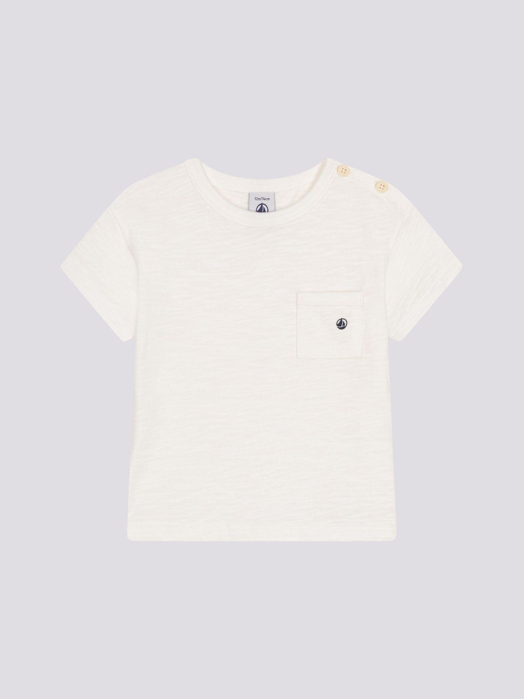T-SHIRT BIANCA BEBÈ IN JERSEY FIAMMATO A0A0S 09 PETIT BATEAU 