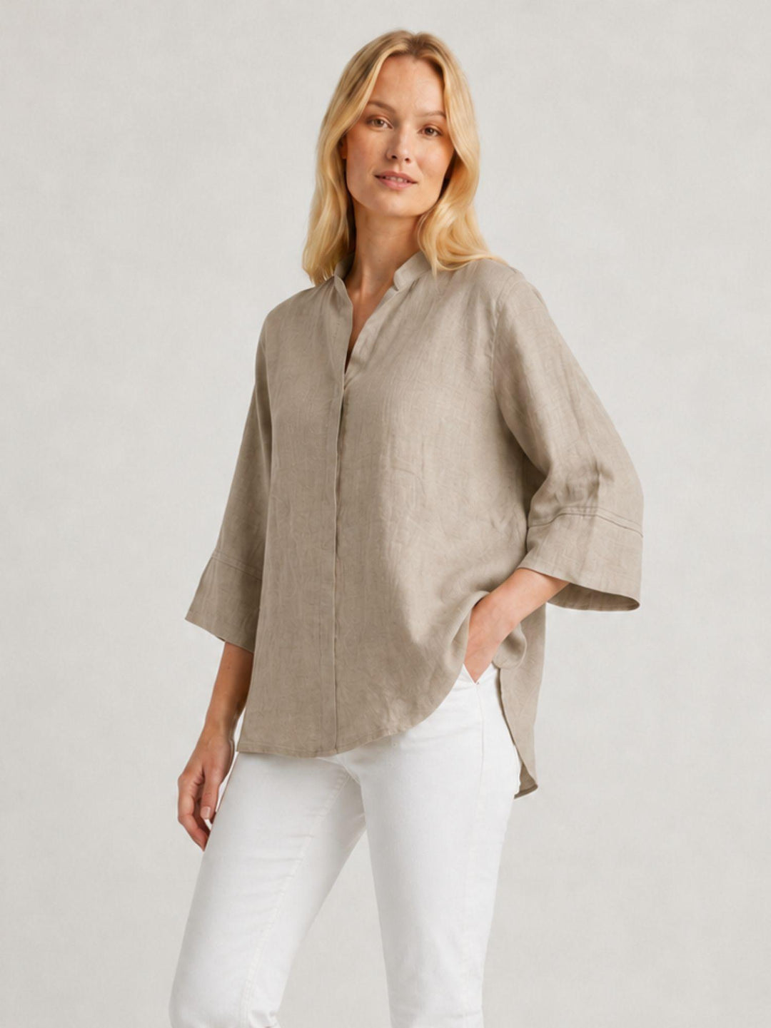 Camicia coreana in lino coloniale 6CM0302 558 ANDREA MORANDO 