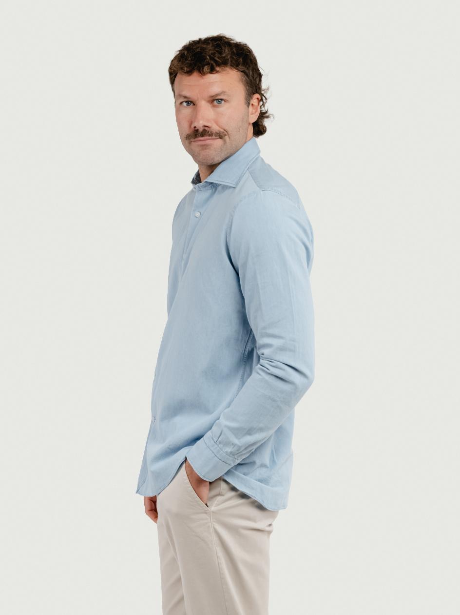 Camicia in cotone denim chiaro regular 702/REG 1 ANDREA MORANDO 