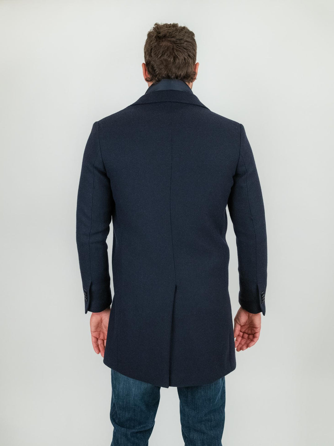 Cappotto monopetto blu con pettorina STAN 25 ANDREA MORANDO 