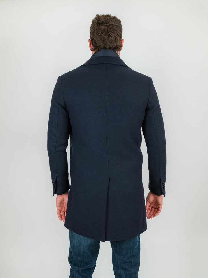 Cappotto monopetto blu con pettorina STAN 25 ANDREA MORANDO 