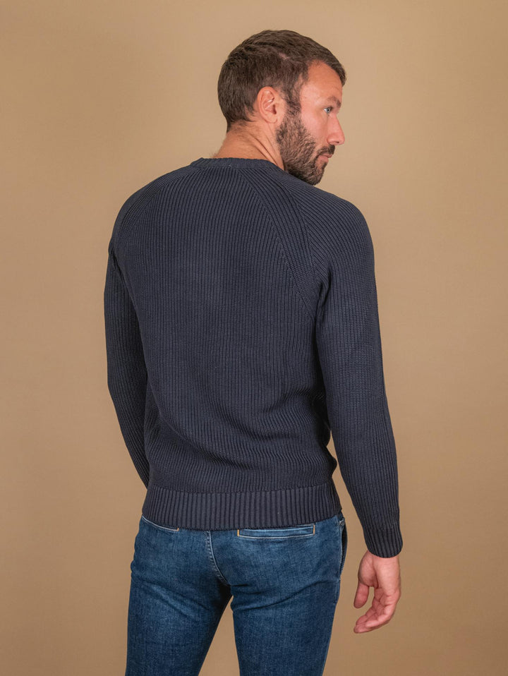 MAGLIA GIROCOLLO IN COTONE BLU 8253223 283 ANDREA MORANDO 