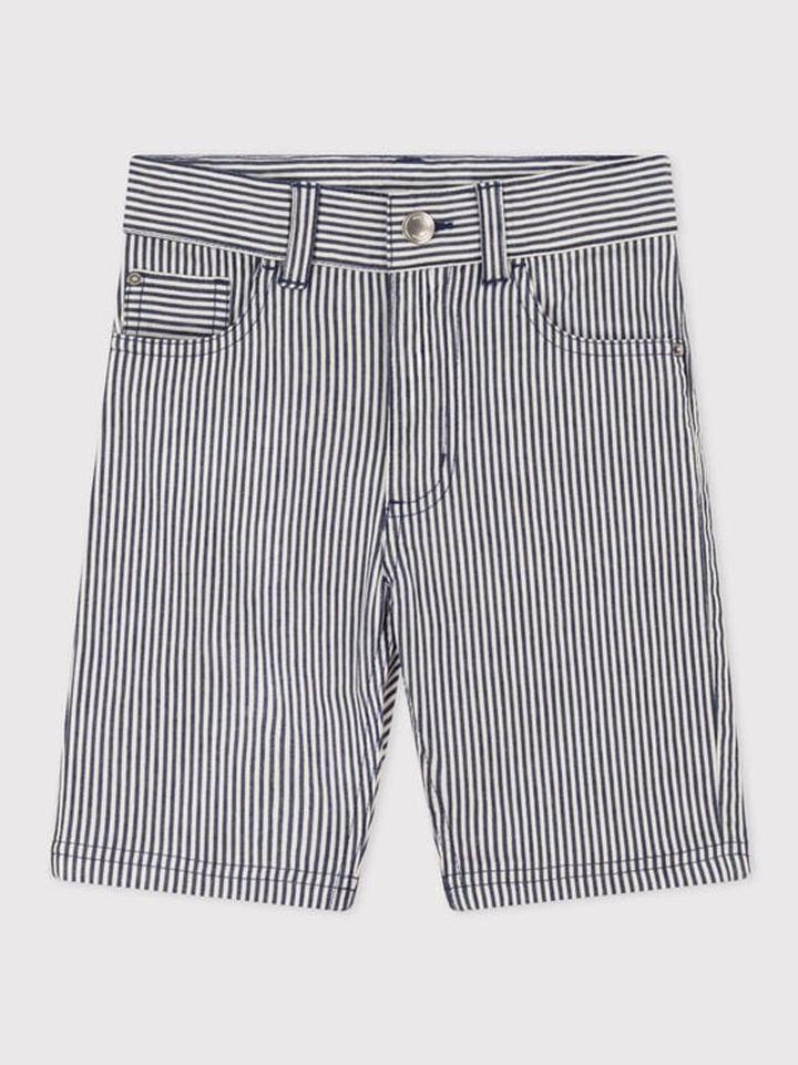 Bermuda Bambino In Tela Di Cotone A Righe A06KU 01 PETIT BATEAU 