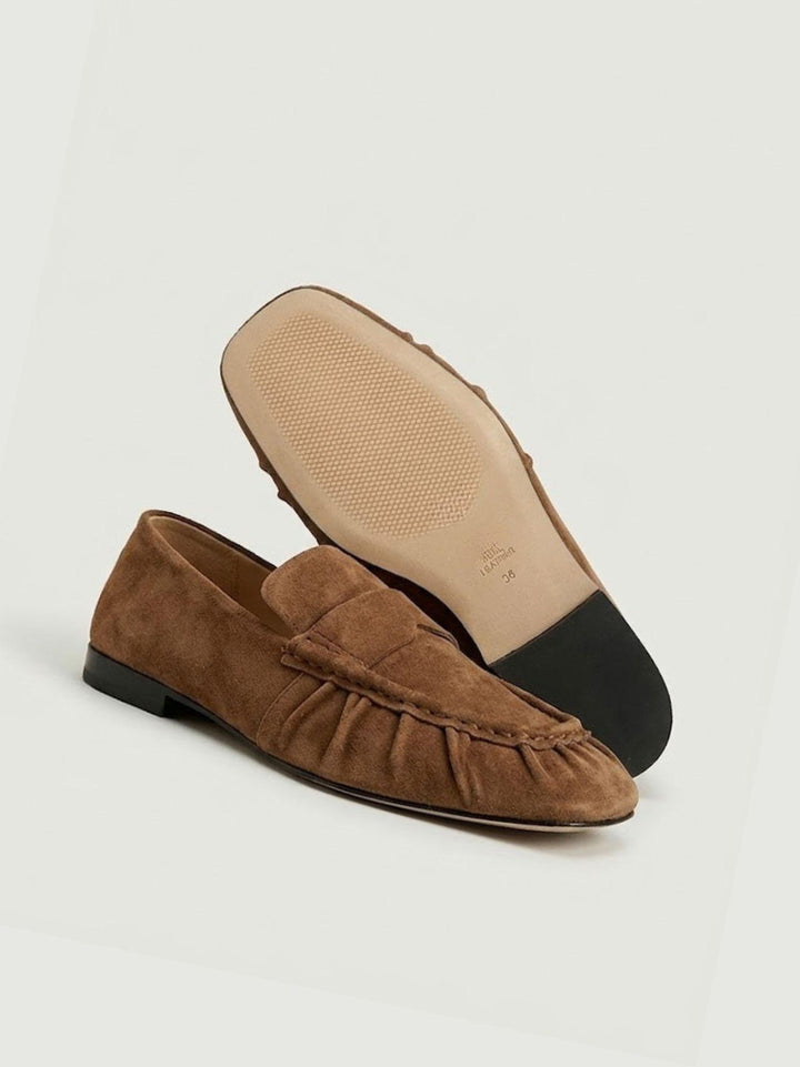 Mocassino Charlise in pelle scamosciata pecan 40102 BISCUIT ANDREA MORANDO 