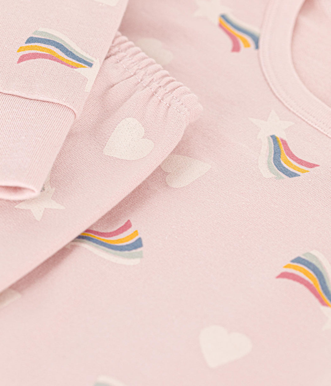 Pigiama in tessuto felpato con stelle e cuoricini A0B85 01 PETIT BATEAU 