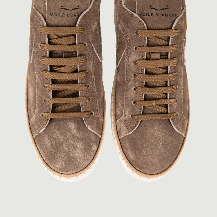SNEAKER IN PELLE SCAMOSCIATA TAUPE CON INSERTO IN CORDA 2017684 03 VOILE BLANCHE 