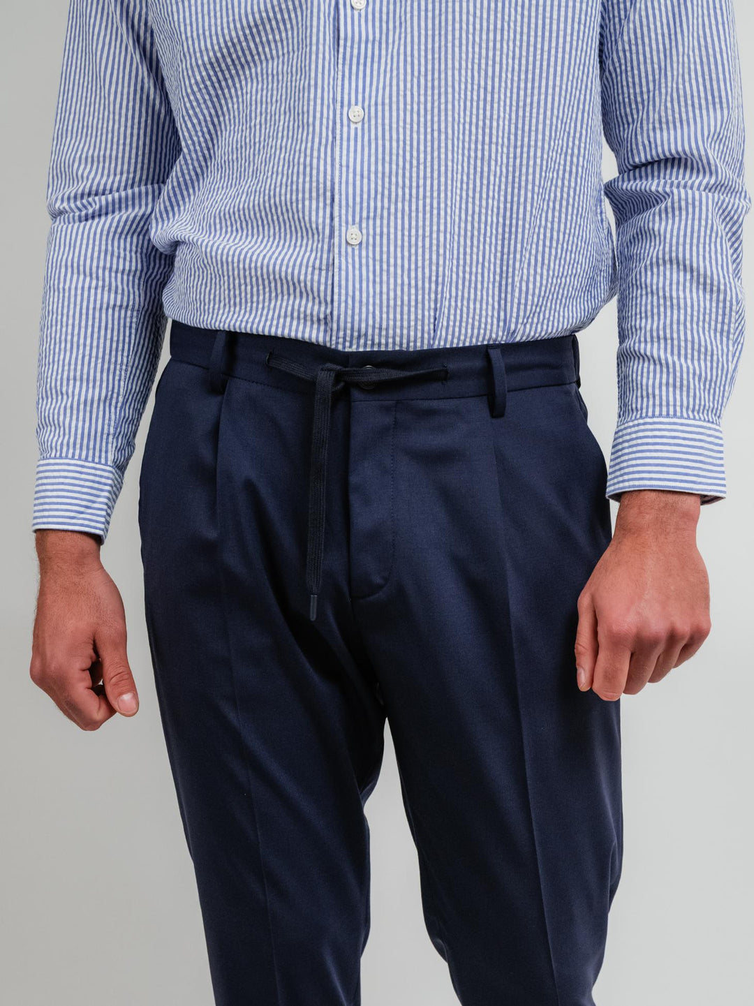 PANTALONE IN COTONE CON COULISSE BLU NAVY