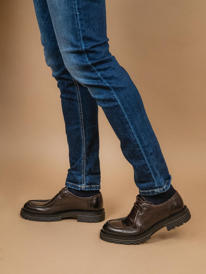 STRINGATA MODELLO PARABOOT IN PELLE MARRONE 6522 T.MORO ANDREA MORANDO 