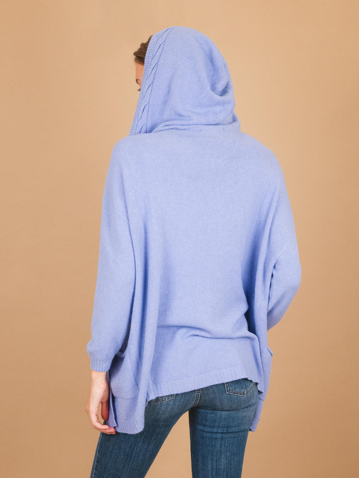 CARDIGAN LUNGO APERTO CON CAPPUCCIO AZZURRO 0170/39 8013 BIMOR 