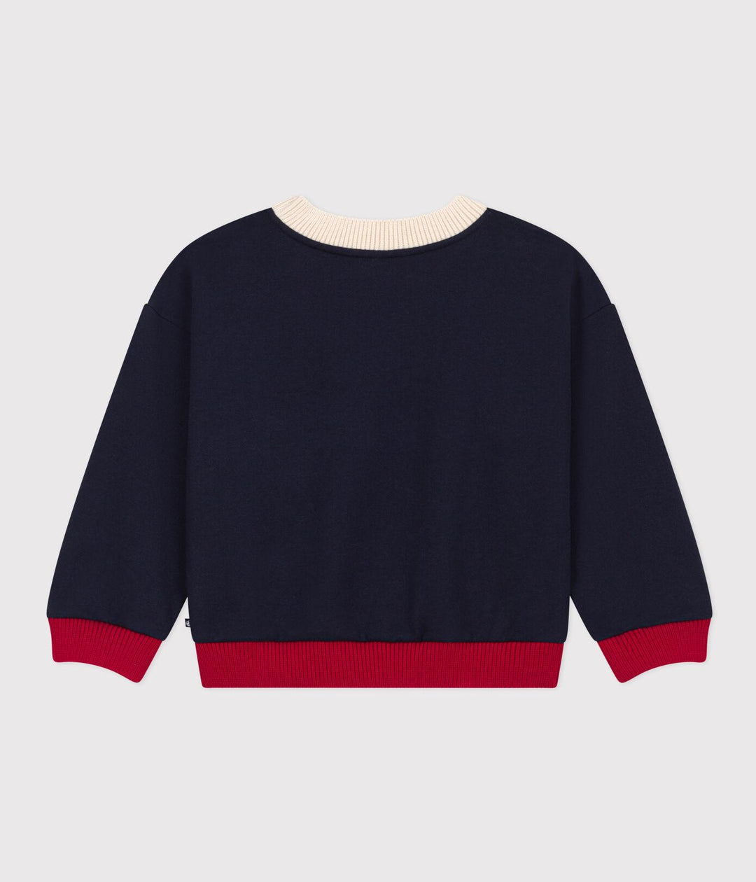 FELPA GIROCOLLO ROSSO BLU E PANNA A0832 06 PETIT BATEAU 