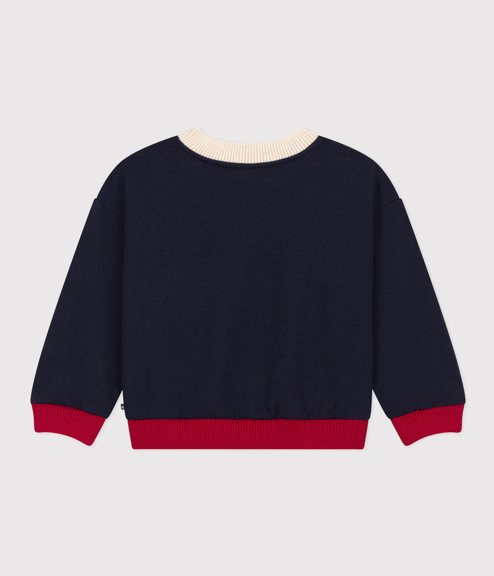 FELPA GIROCOLLO ROSSO BLU E PANNA A0832 06 PETIT BATEAU 