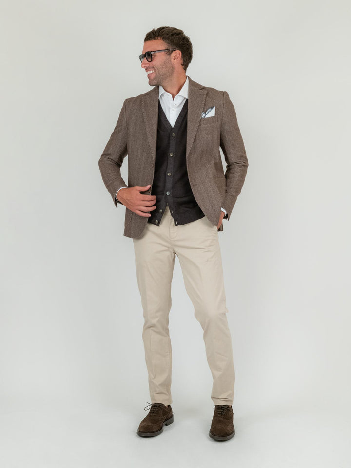 BLAZER IN TESSUTO SPIGATO TESTA MORO LM242 T MORO ANDREA MORANDO 