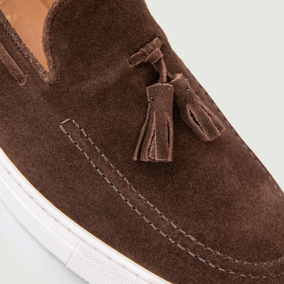 MOCASSINO IN CAMOSCIO MARRONE CON NAPPINE ALLEN/23 T MORO SAXONE 