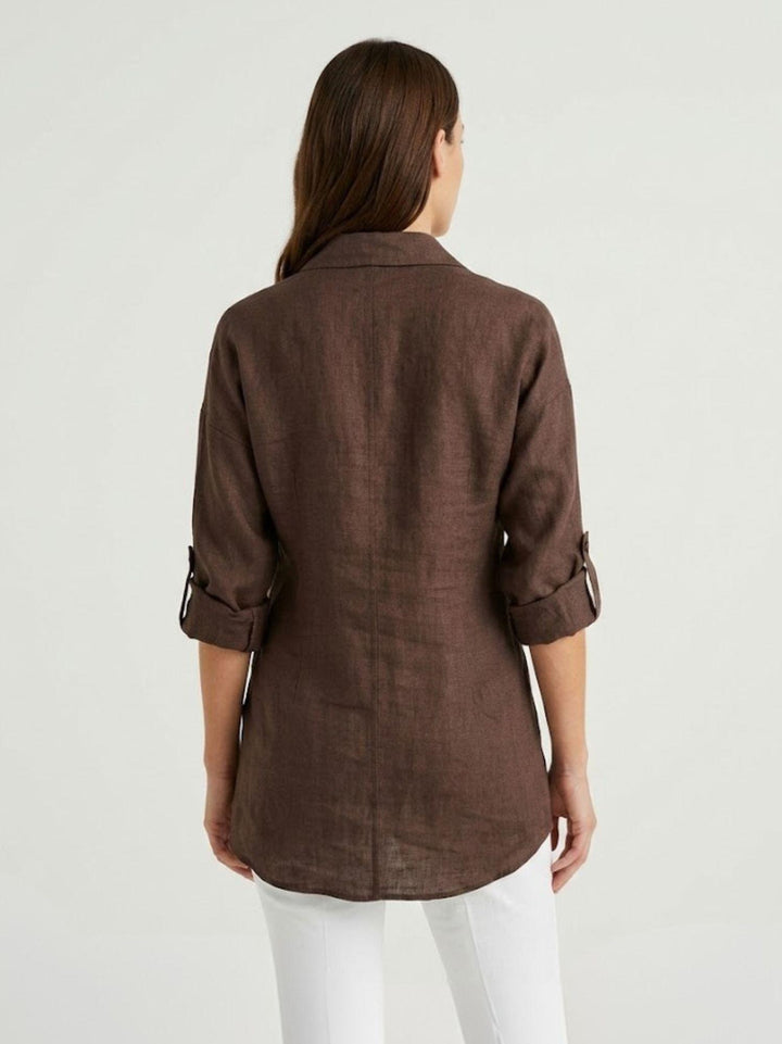 Camicia in lino testa di moro 6CM0552 609 ANDREA MORANDO 