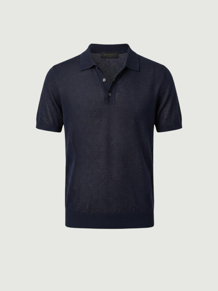 Polo in tencel navy 10-LY0014 7000 ANDREA MORANDO 