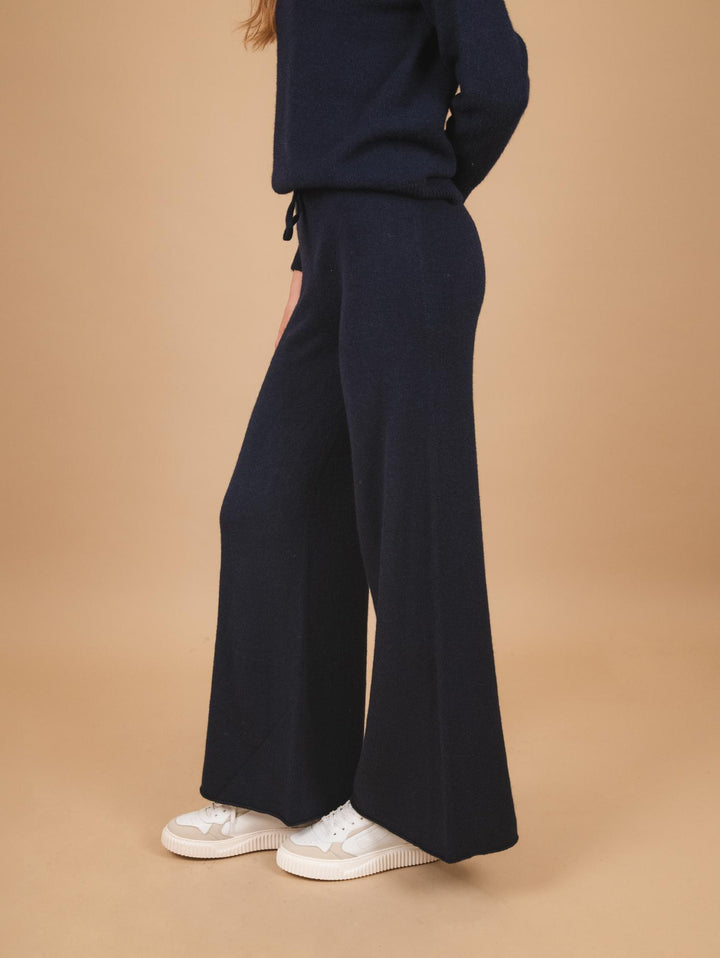 PANTALONE A PALAZZO IN MAGLIA BLU 0370/176 0115 BIMOR 