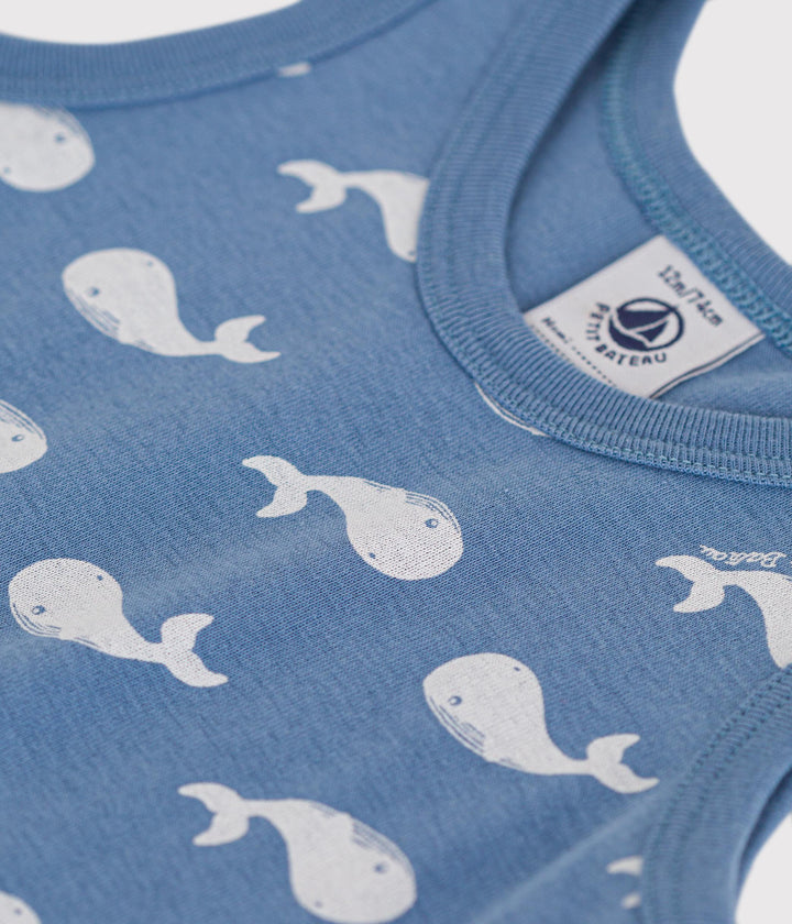 TUTINA CORTA BEBÈ IN COTONE CON STAMPA BALENA A0AC4 01 PETIT BATEAU 