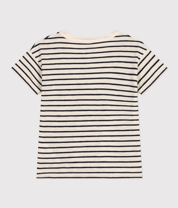 T-SHIRT RIGATA IN JERSEY FIAMMATO BAMBINO A0A22 01 PETIT BATEAU 