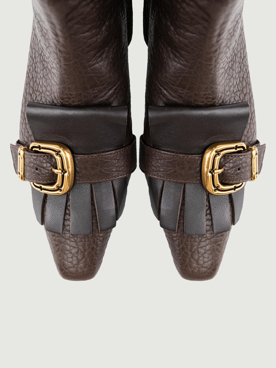 STIVALETTO IN PELLE MARTELLATA CON FRANGE TESTA MORO P452-NAPPA T MORO ANDREA MORANDO 