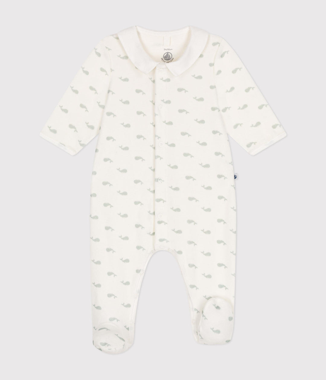 Pigiama neonato in velluto balene A0ATM 01 PETIT BATEAU 