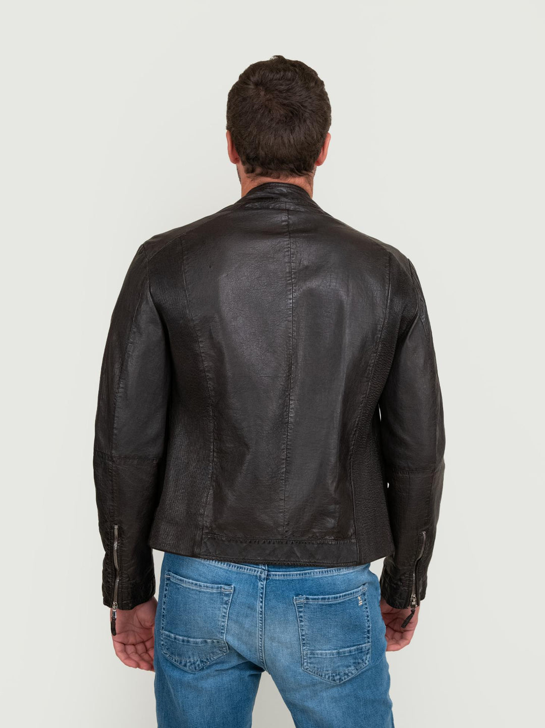 GIUBBOTTO IN PELLE MARRONE SCURO RUSTLER 06 JACK LEATHER 
