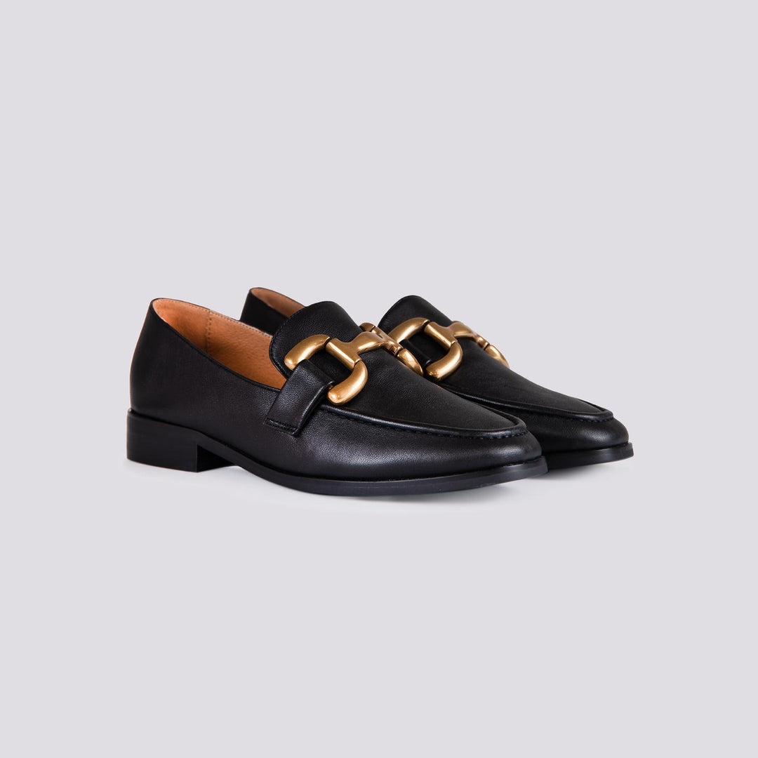 MOCASSINO CON MORSETTO FRONTALE IN PELLE NERO 572Z10VK NEGRO ANDREA MORANDO 
