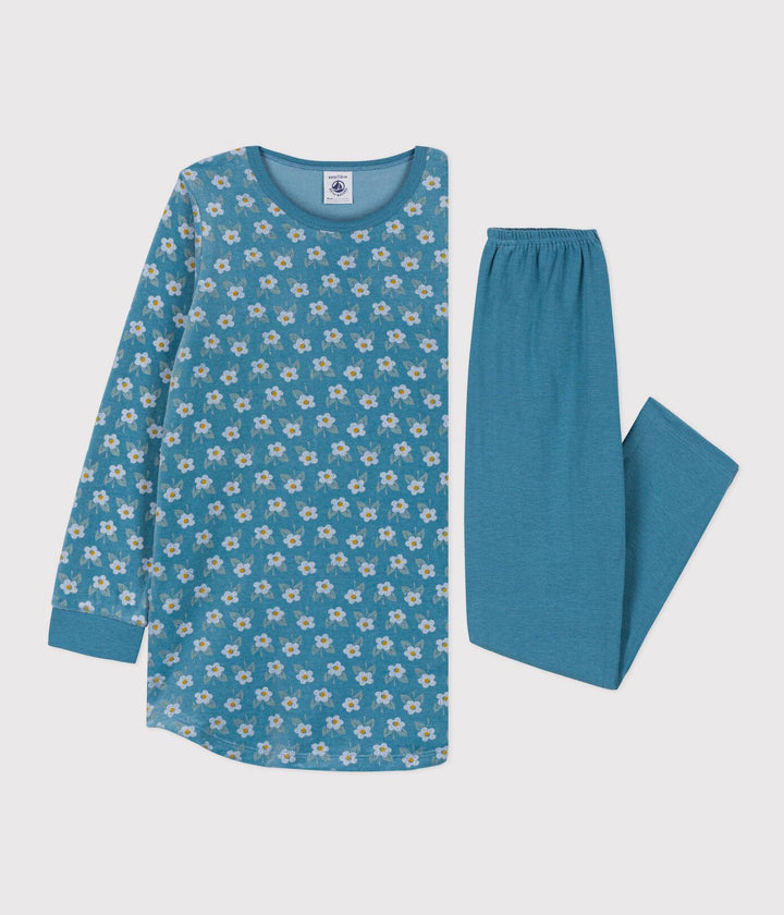 CAMICIA E LEGGINGS DA NOTTE IN CINIGLIA MOTIVO FIORE A0869 02 PETIT BATEAU 
