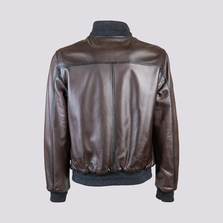 GIUBBOTTO REVERSIBILE IN PELLE MARRONE CON INSERTI IN MAGLIA "DANR" DANR 06 JACK LEATHER 