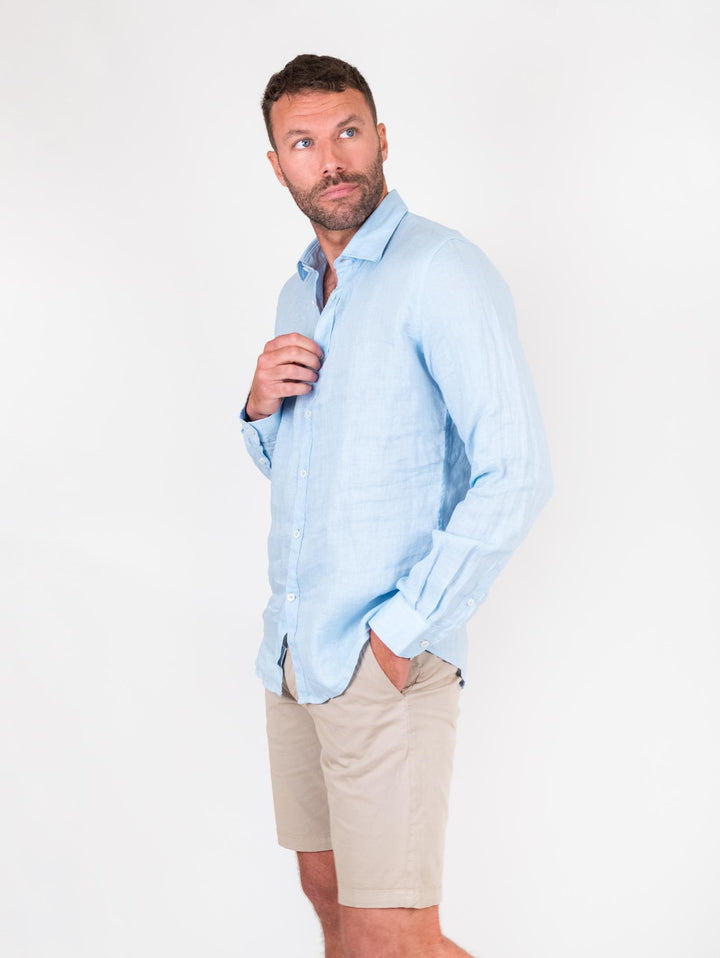 Camicia in lino azzurro chiaro BU26S18CALINENPD 240 ANDREA MORANDO 