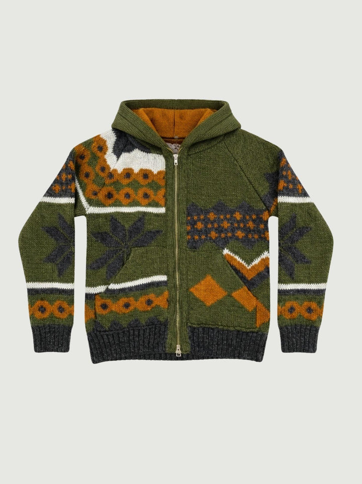 MAGLIONE CON CAPPUCCIO E  ZIP MULTICOLOR MENANDROD MILITARE ANDREA MORANDO 