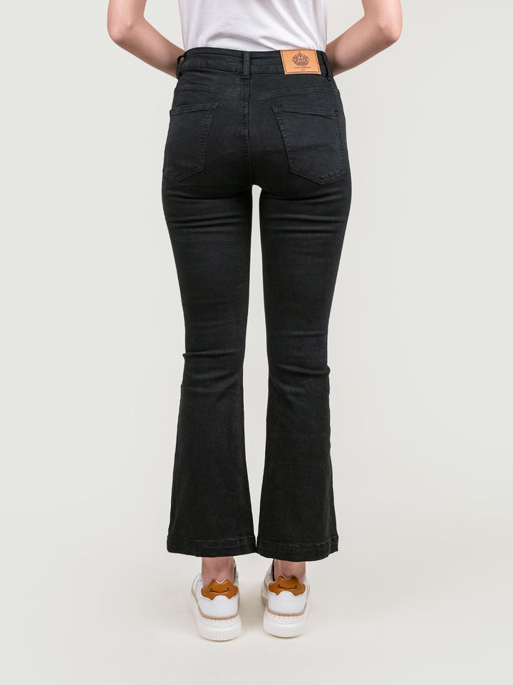 JEANS A ZAMPA ELASTICIZZATO IN DENIM NERO 6995/59 NERO ANDREA MORANDO 