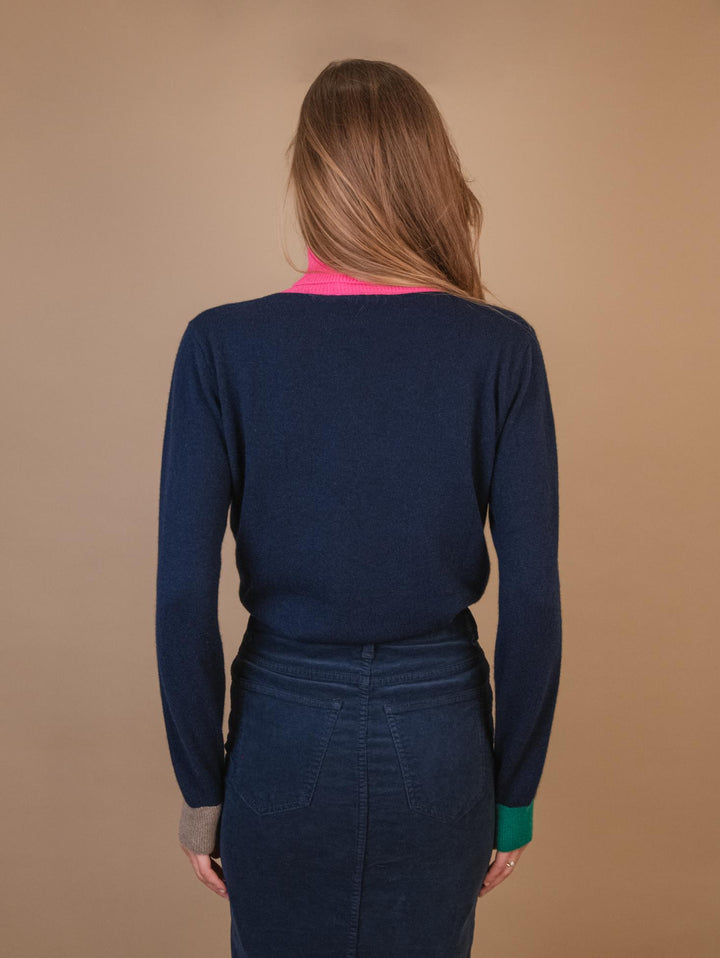 DOLCEVITA IN CASHMERE ECO-FRIENDLY BLU CON PROFILI MULTICOLOR TELMA POP NUIT ABSOLUT CASHMERE 