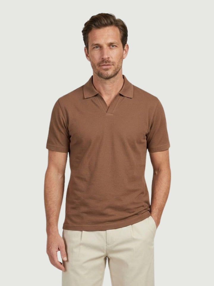 Polo derby in cotone piquet extrafine caffè 5805426 673 ANDREA MORANDO 
