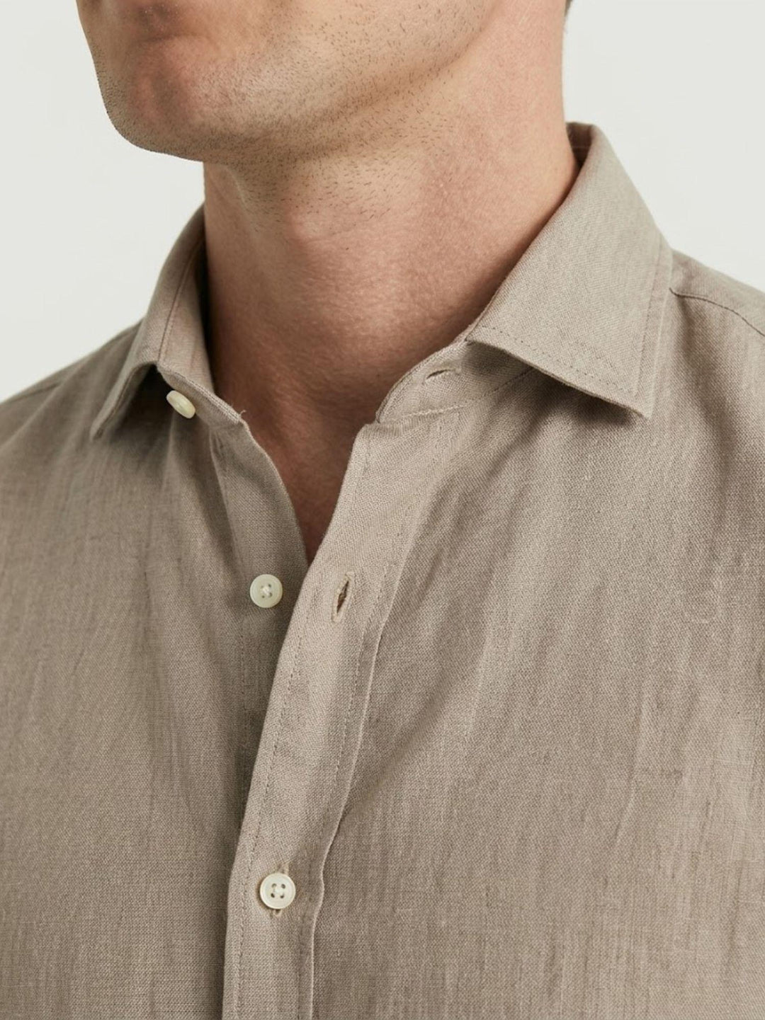 Camicia in mussola di cotone beige LEON 02 DEPERLU 