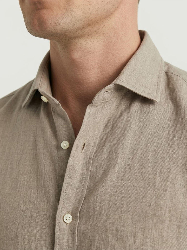 Camicia in mussola di cotone beige LEON 02 DEPERLU 